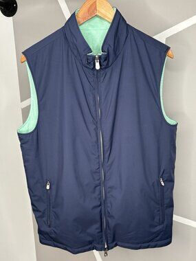 Peter Millar Crown Soft Reversible Vest Golf Men’s M Full Zip Navy Blue Teal
